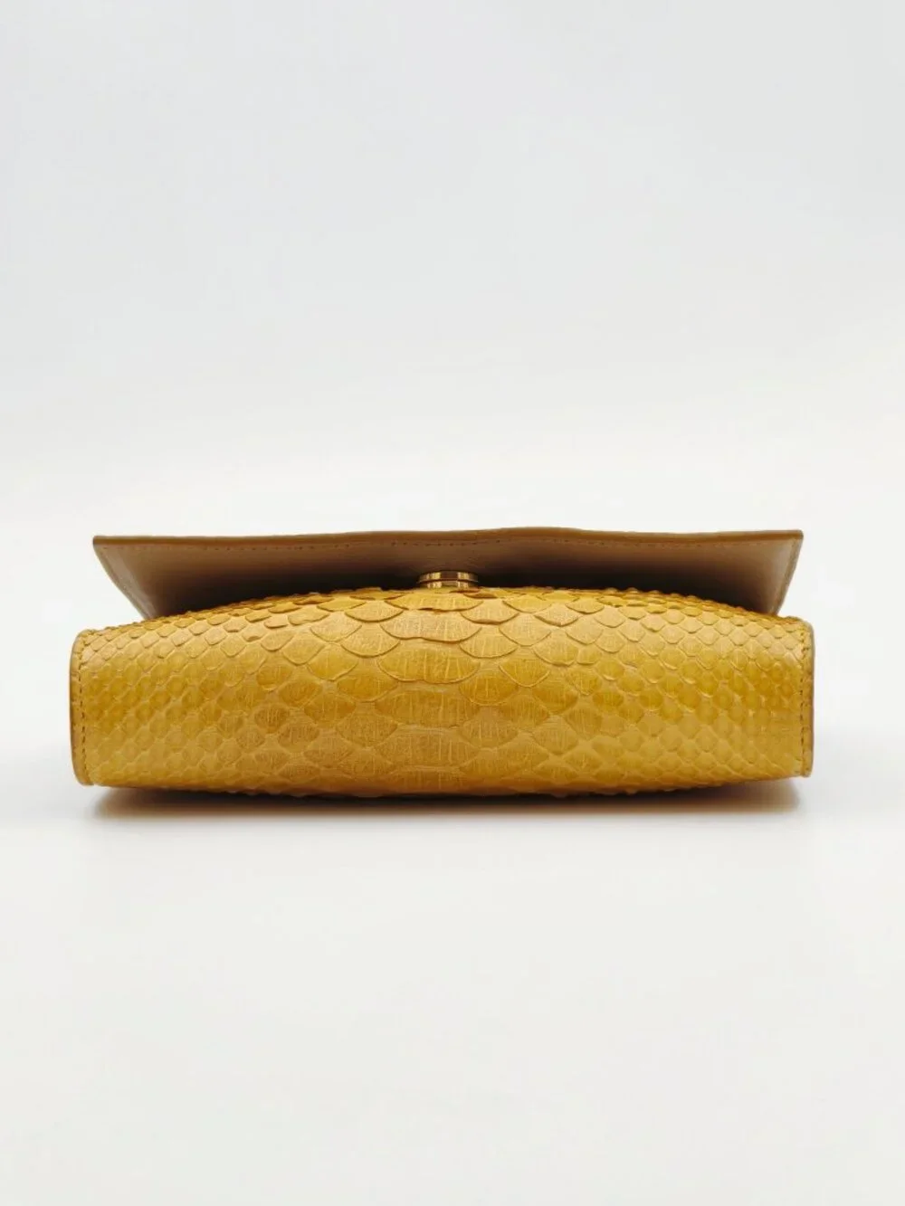 Salvatore Ferragamo Yellow Python Embossed Leather Chain Shoulder Bag Clutch